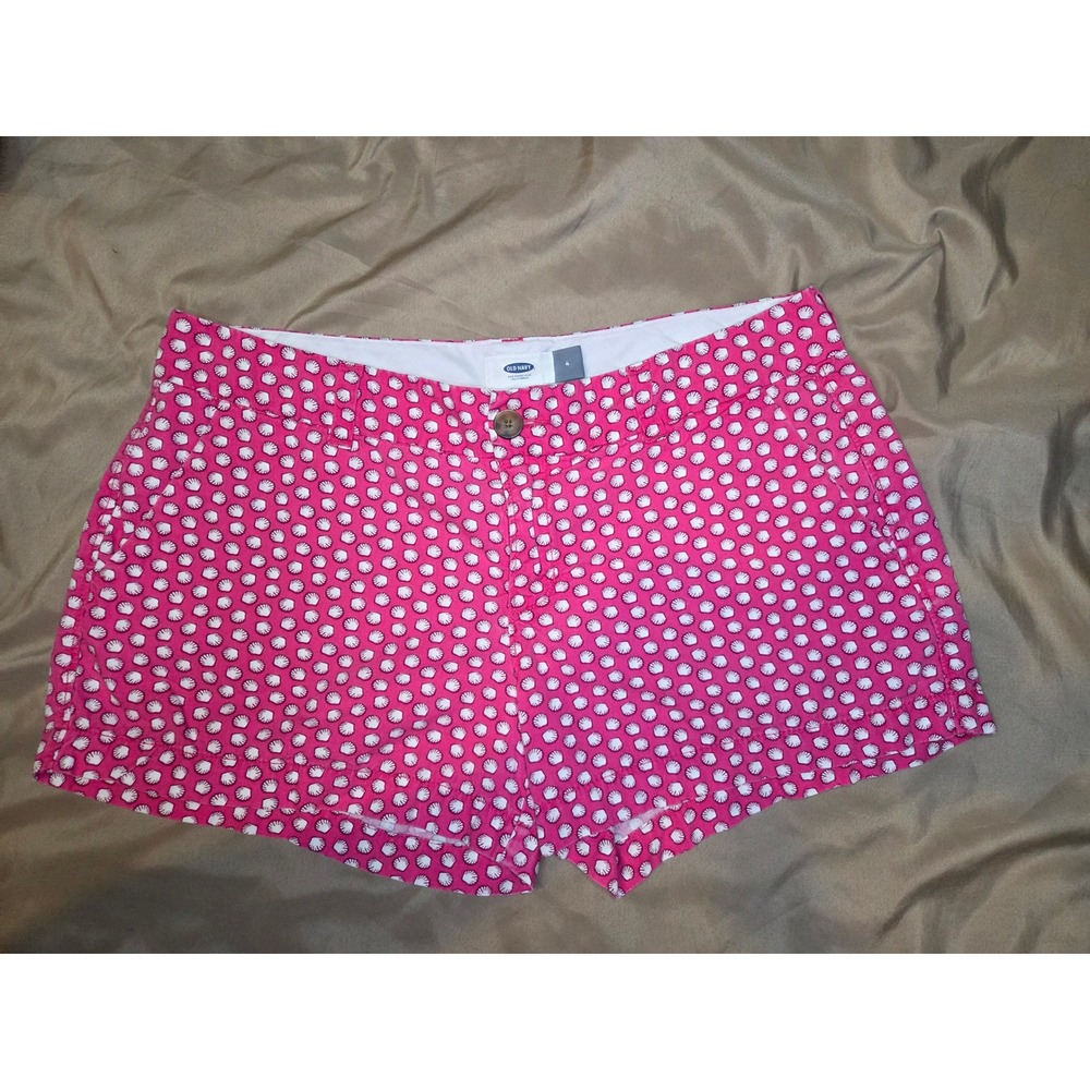 Old Navy Pink Seashell Print Chino Shorts - Size 4